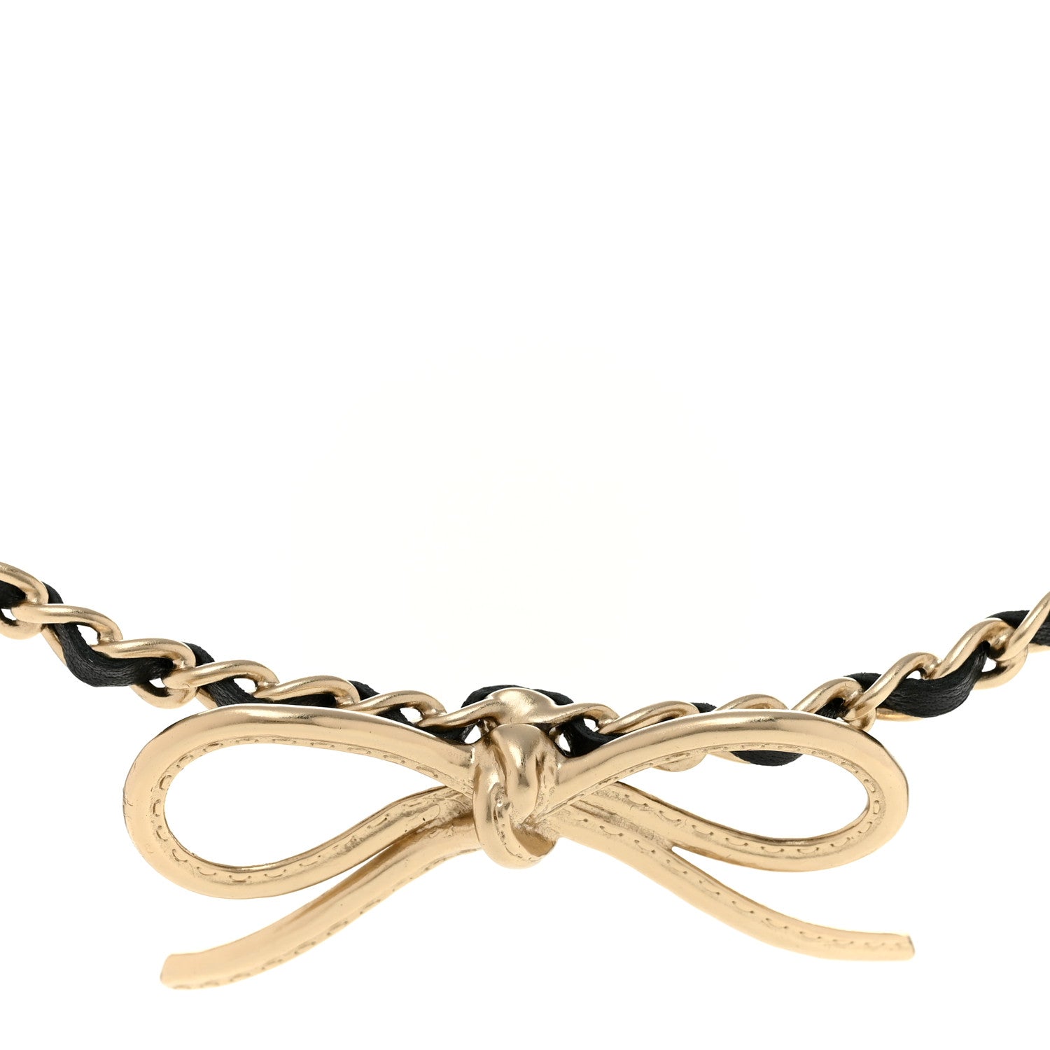 Chanel Pearl Lambskin CC Chain Bow Choker Gold Black White 4 of 7
