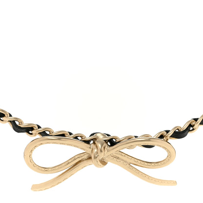 Chanel Pearl Lambskin CC Chain Bow Choker Gold Black White 4 of 7