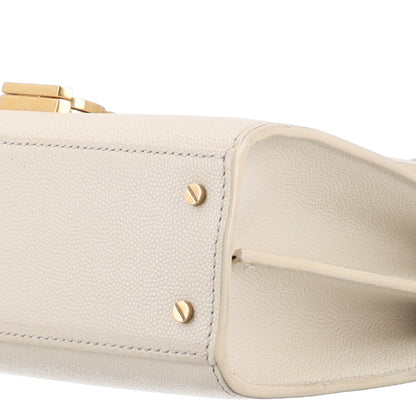Saint Laurent Grain de Poudre Mini Classic Monogram Cassandra Top Handle Crema Soft Rouge Legion 2 of 9