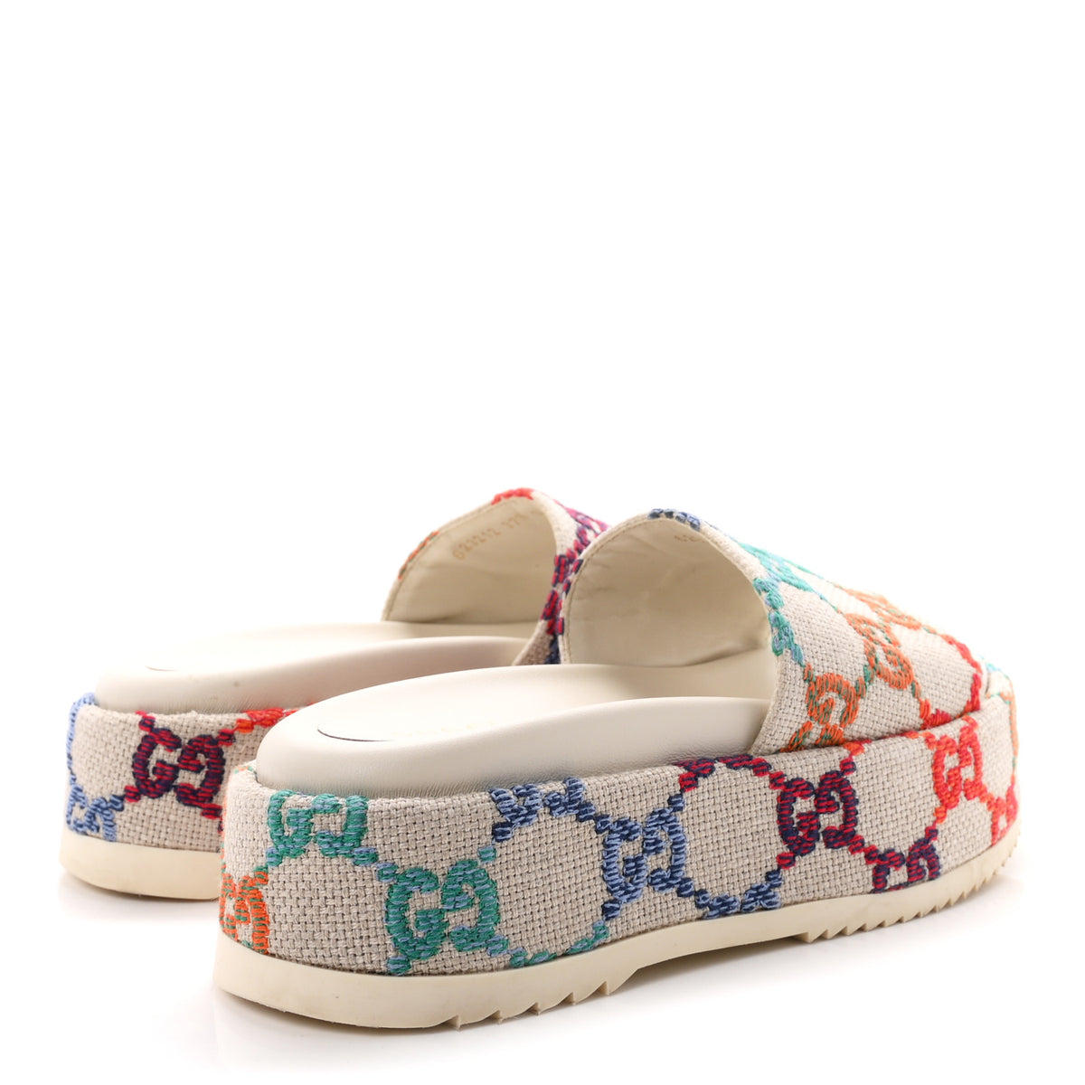 Linen Psychedelic Mini GG Monogram Angelina Platform 55mm Slide Sandals 37.5 Multicolor