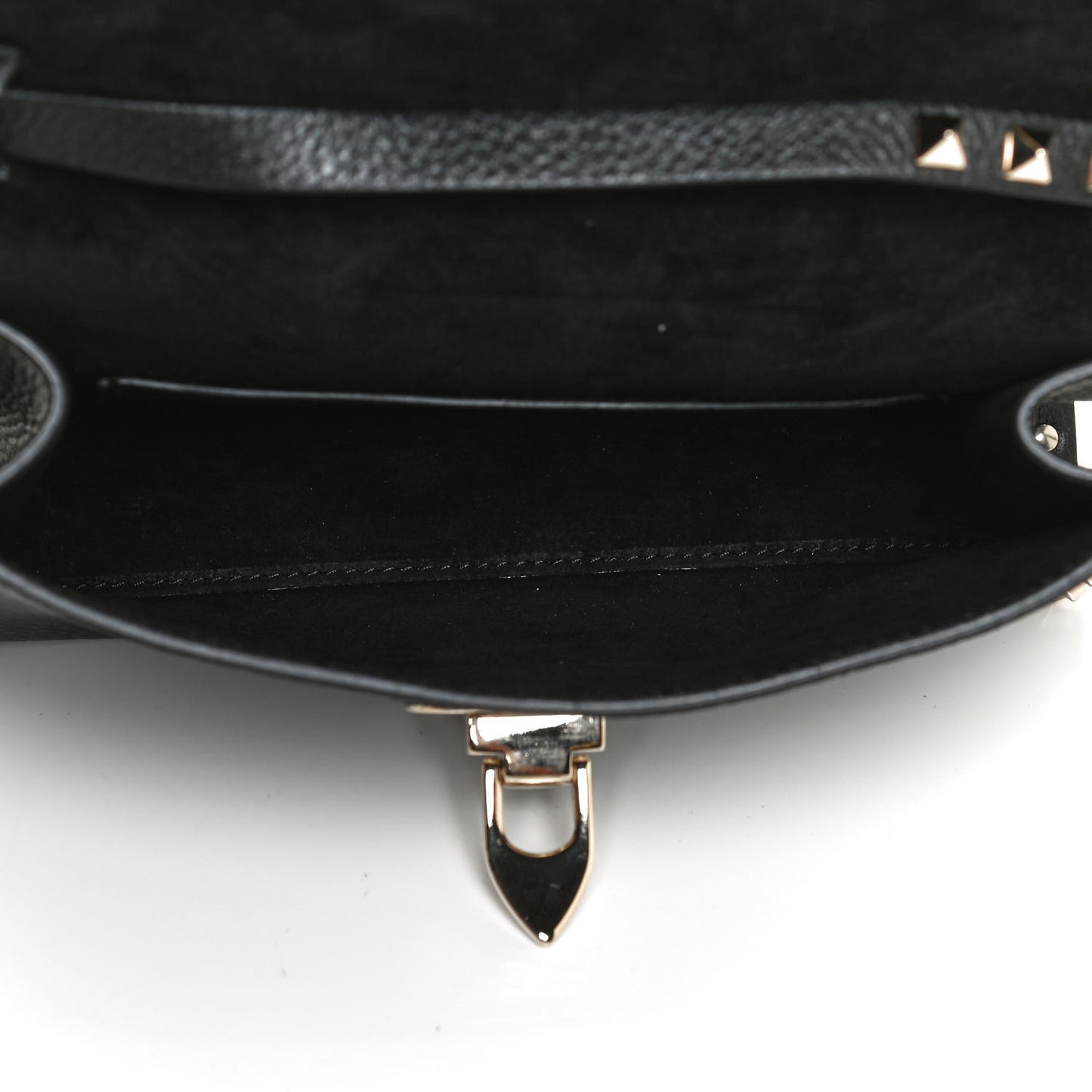Pebbled Calfskin Medium Rockstud Flip Lock Crossbody Bag Black