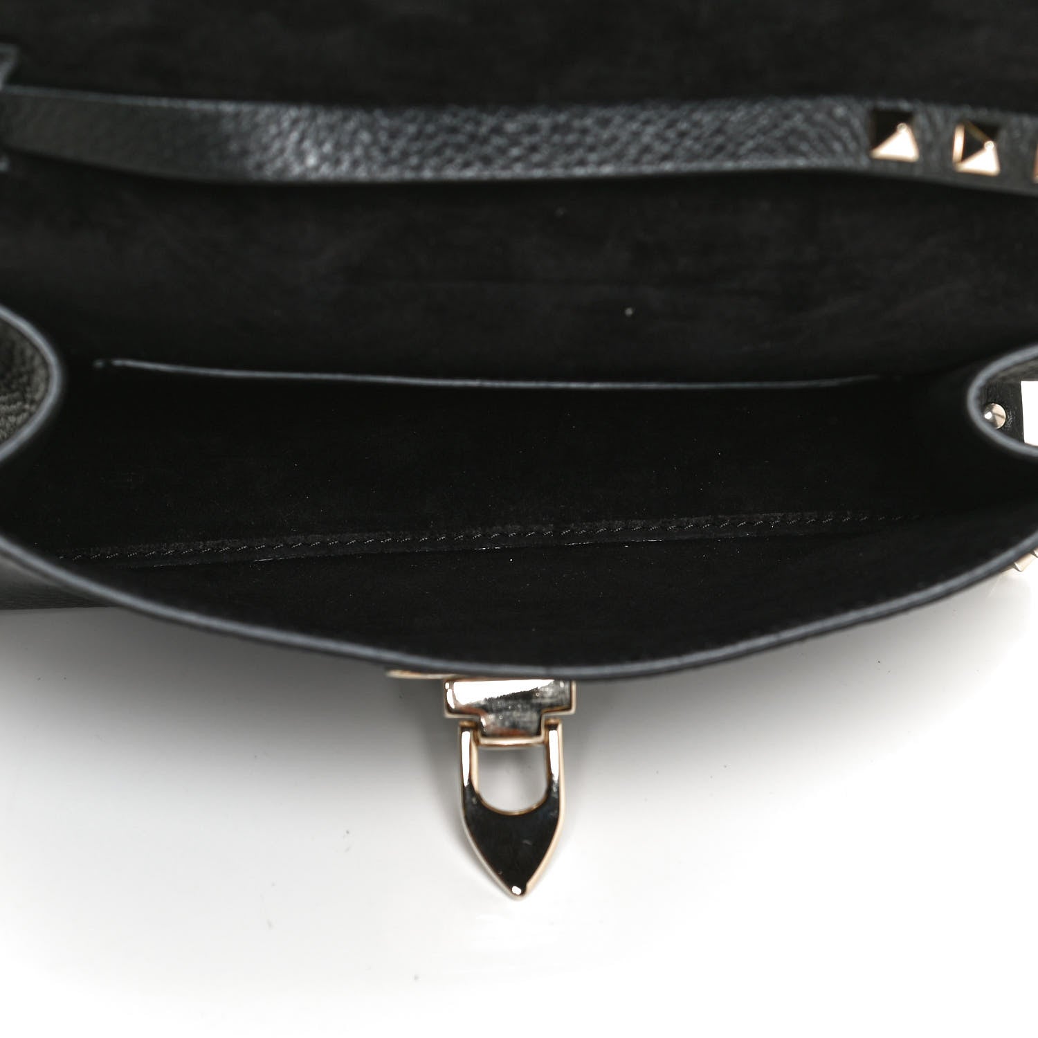 Valentino Garavani Pebbled Calfskin Medium Rockstud Flip Lock Crossbody Bag Black 5 of 10