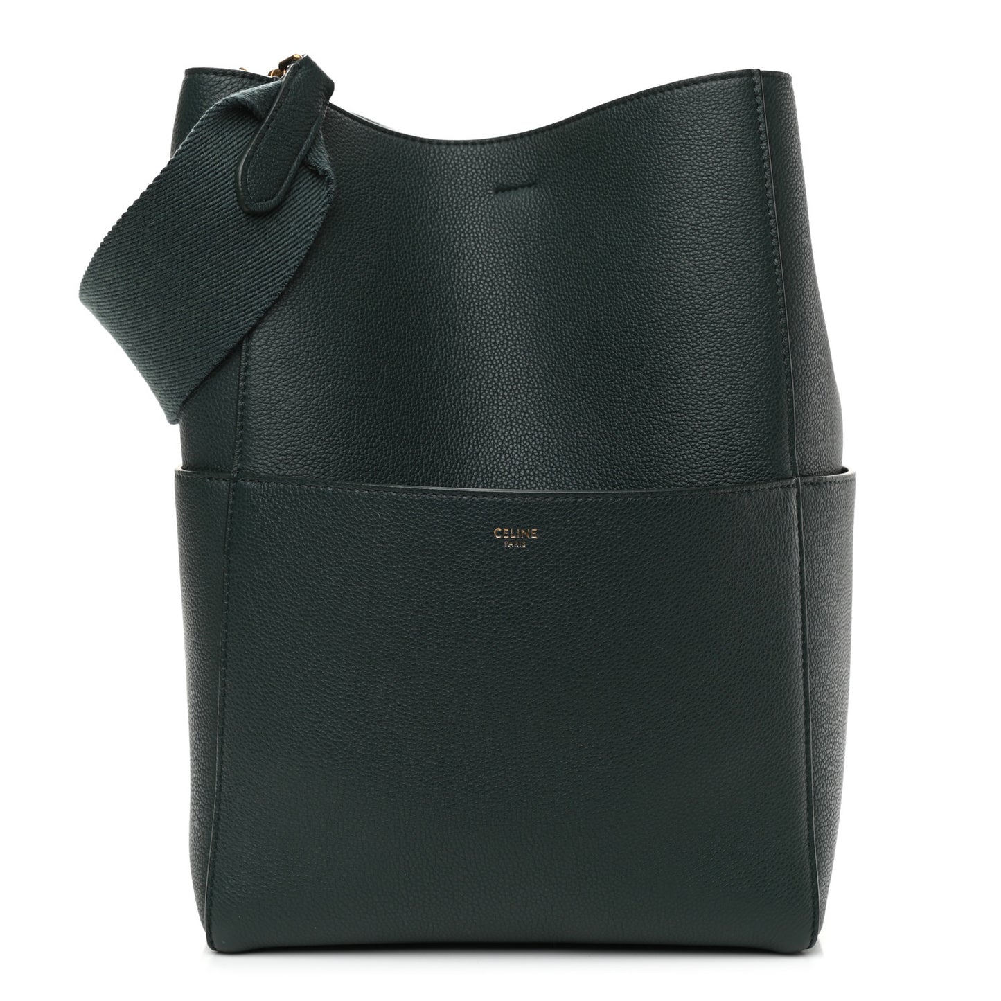 Soft Grained Calfskin Sangle Bucket Bag Amazone