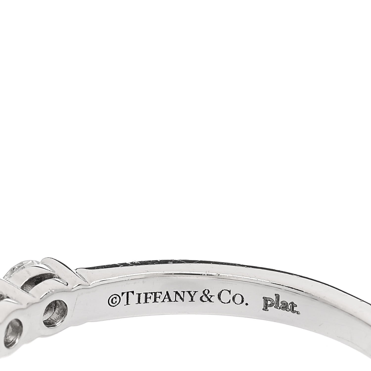 Tiffany Platinum Diamond 3mm Embrace Half Circle Band Ring 56 7.5 4 of 6