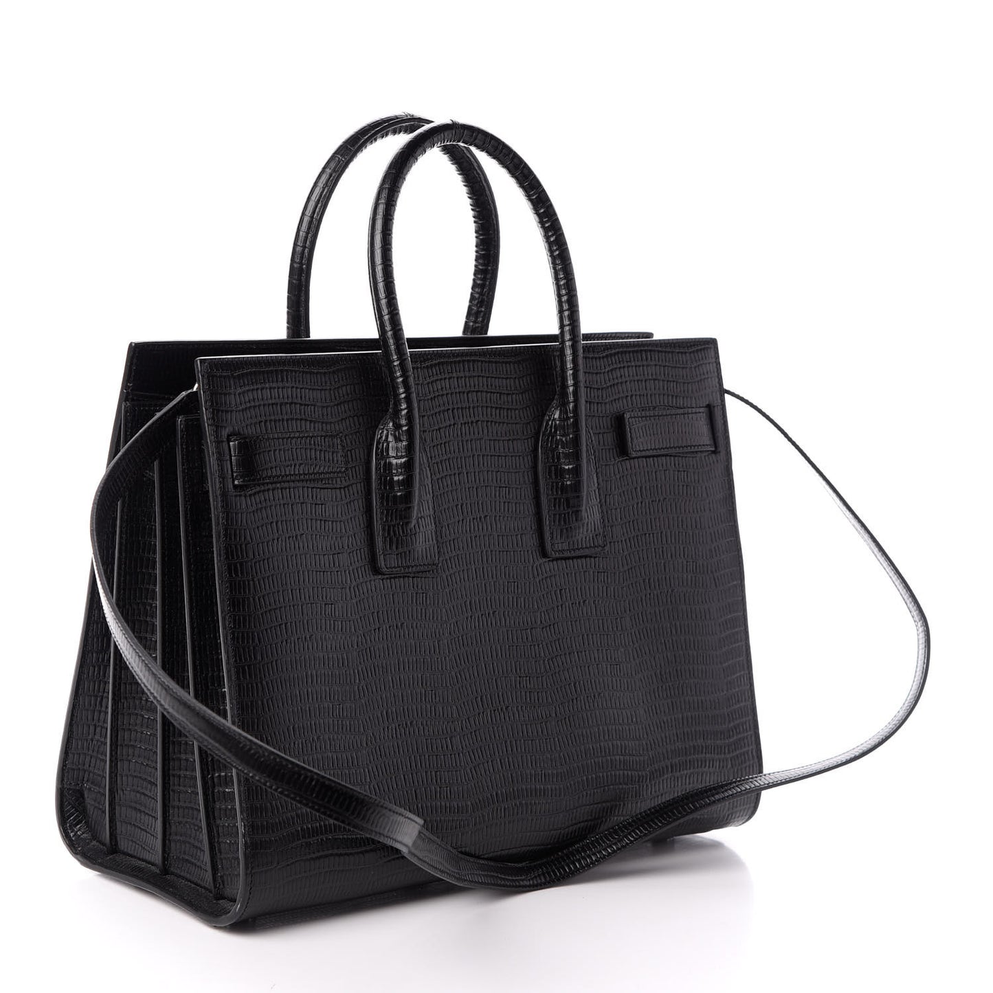 Lizard Embossed Calfskin Small Sac De Jour Black