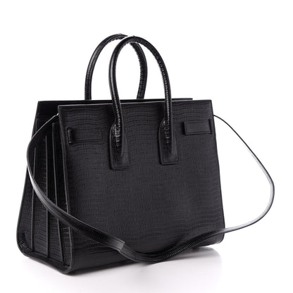 Saint Laurent Lizard Embossed Calfskin Small Sac De Jour Black 3 of 9