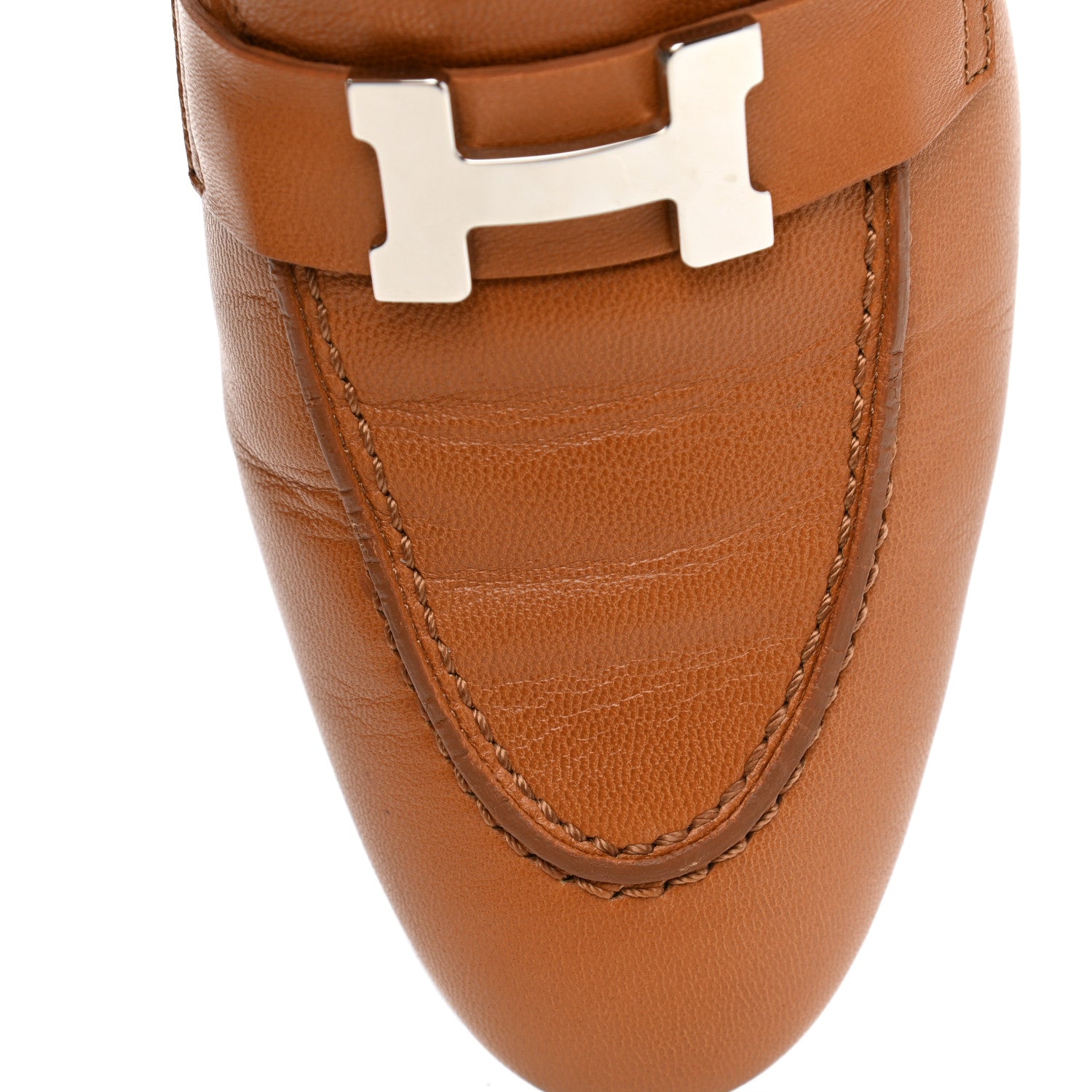 Hermes Goatskin Womens Paris Loafers 36.5 Marron Glaise 11 of 12