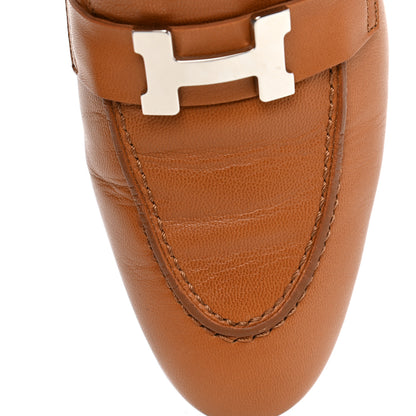 Hermes Goatskin Womens Paris Loafers 36.5 Marron Glaise 11 of 12