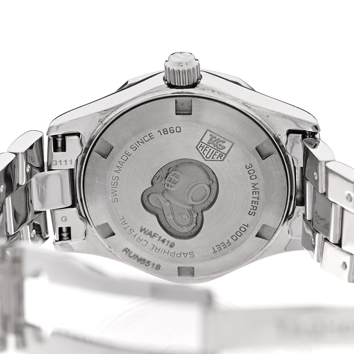 Tag Heuer Stainless Steel Diamond Blue Mother of Pearl 27mm Aquaracer Lady Quartz Watch WAF1419 4 of 4