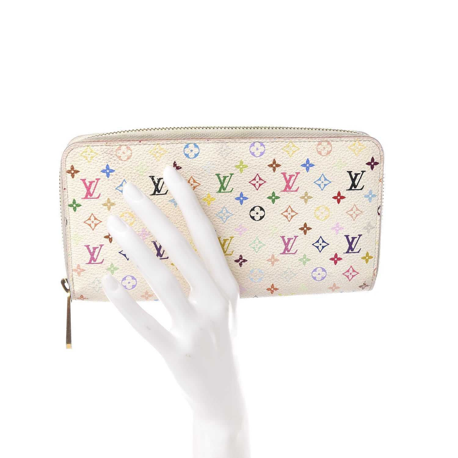 Louis Vuitton Monogram Multicolor Zippy Wallet White Litchi 2 of 8