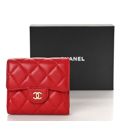 Chanel Caviar Quilted Compact Flap Wallet Red 11 of 11