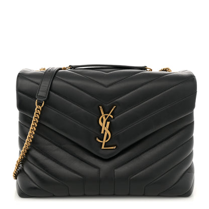 Saint Laurent Calfskin Y Quilted Monogram Medium Loulou Chain Satchel Black 1 of 13