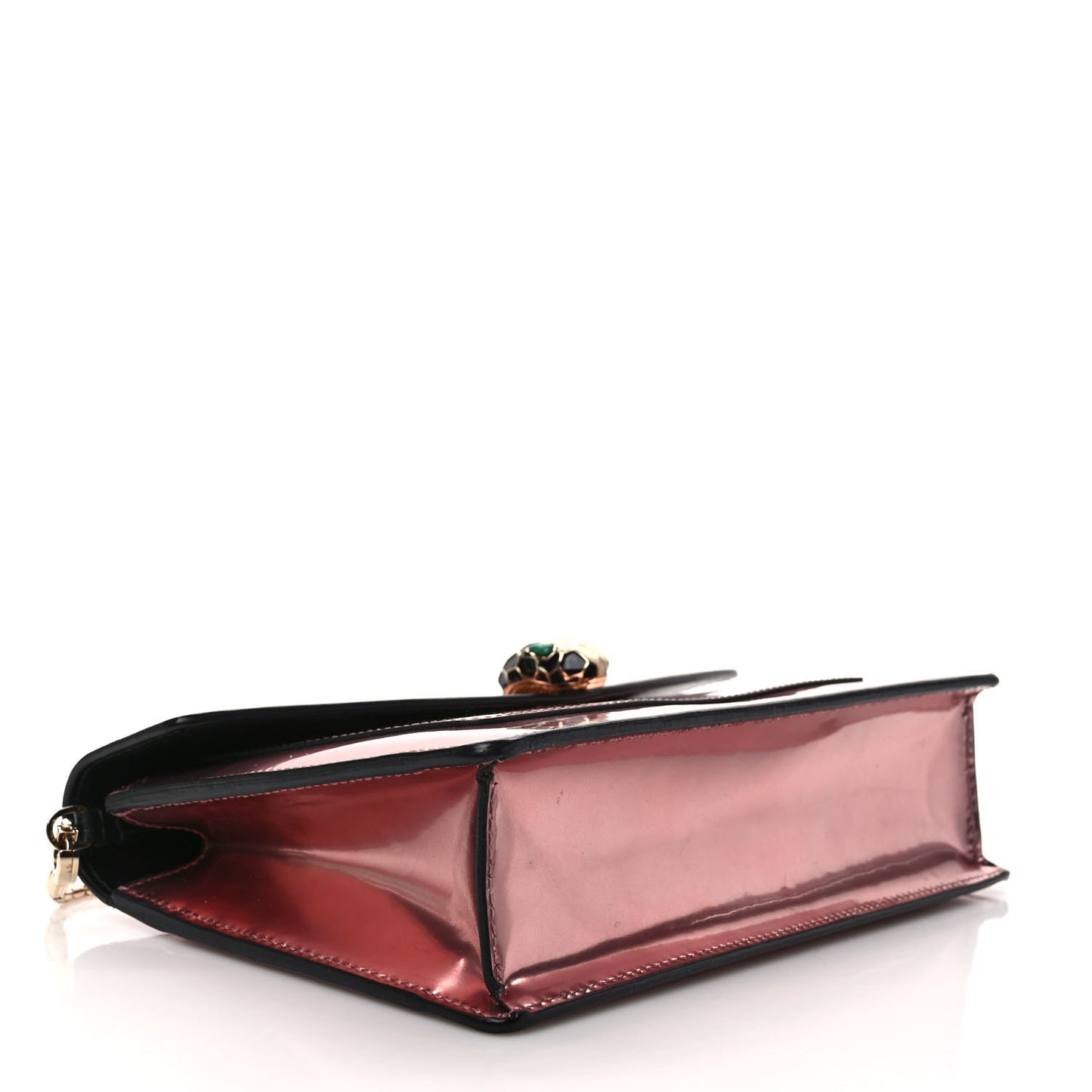 Metallic Serpenti Forever Chain Wallet Rose Quartz