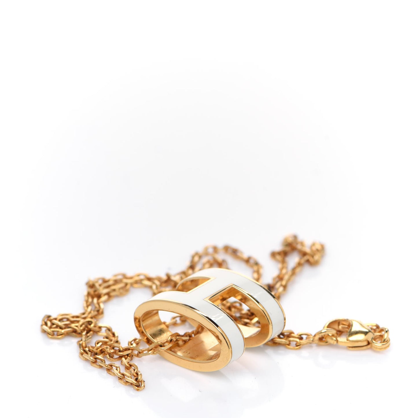Lacquered Gold Pop H Pendant Necklace White