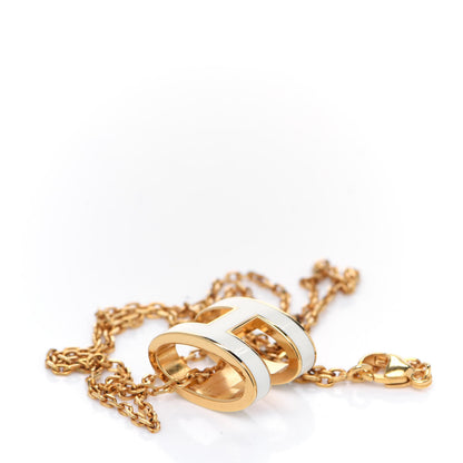 Hermes Lacquered Gold Pop H Pendant Necklace White 3 of 5
