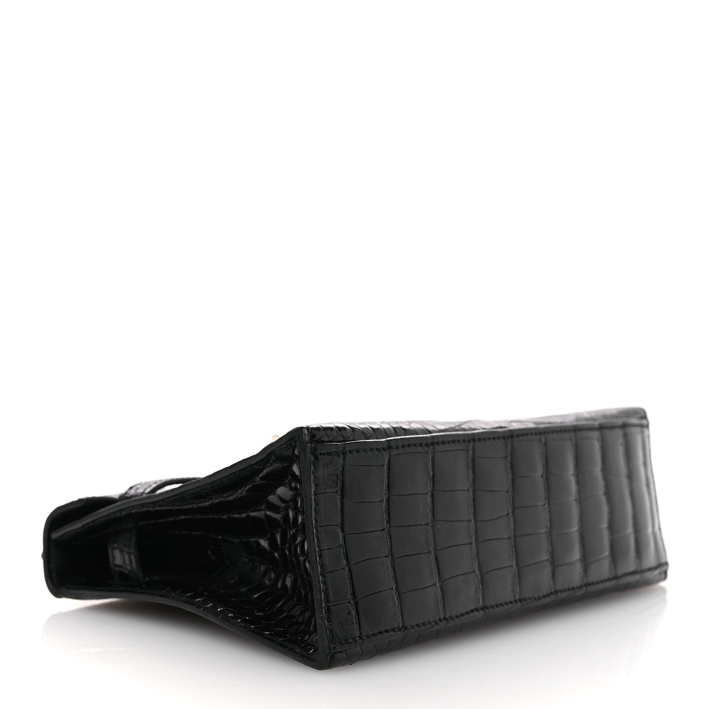 Shiny Alligator Kelly Pochette Black