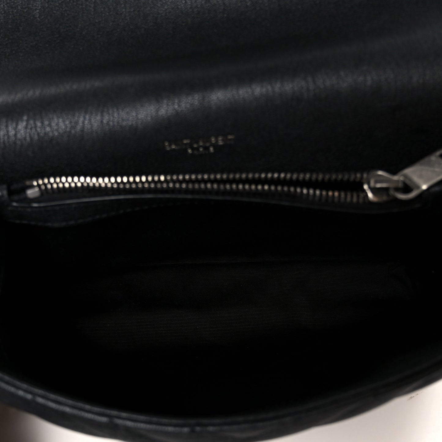 Sheepskin Matelasse Chevron Monogram Medium College Bag Black