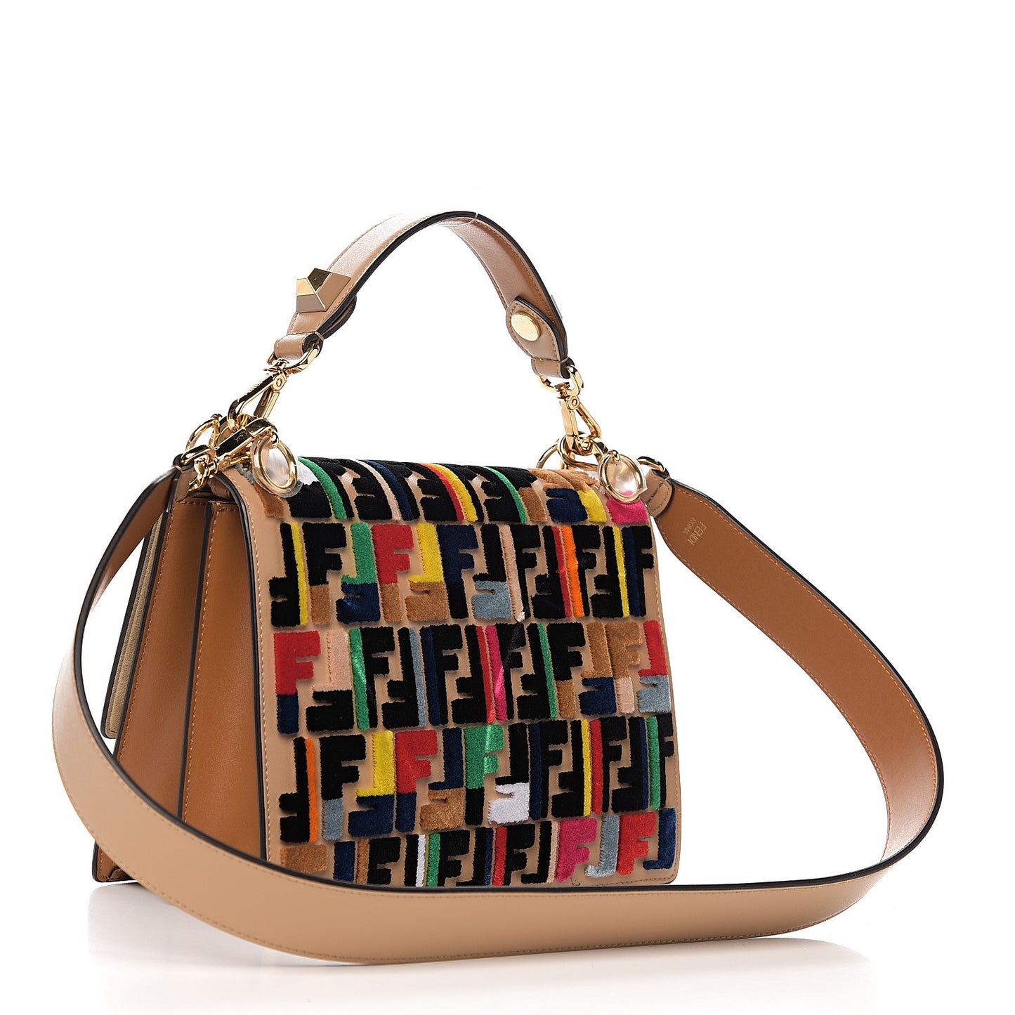 Vitello Liberty Velvet FF Multicolor Kan I Shoulder Bag Multicolor Cuoio