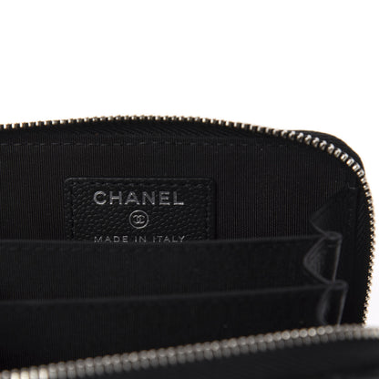 Chanel Caviar Camellia Embossed Zip Coin Purse Black 7 of 9