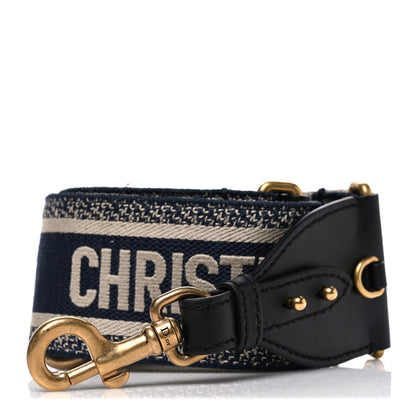 Christian Dior Canvas Embroidered Shoulder Strap Blue 1 of 4