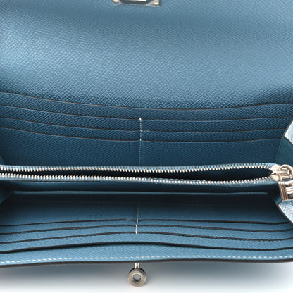 Hermes Epsom Kelly Longue Wallet Blue Jean 5 of 6