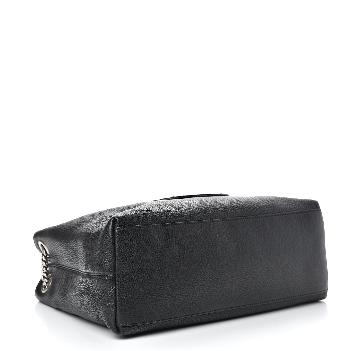 Pebbled Calfskin Studded Medium Soho Chain Shoulder Bag Black