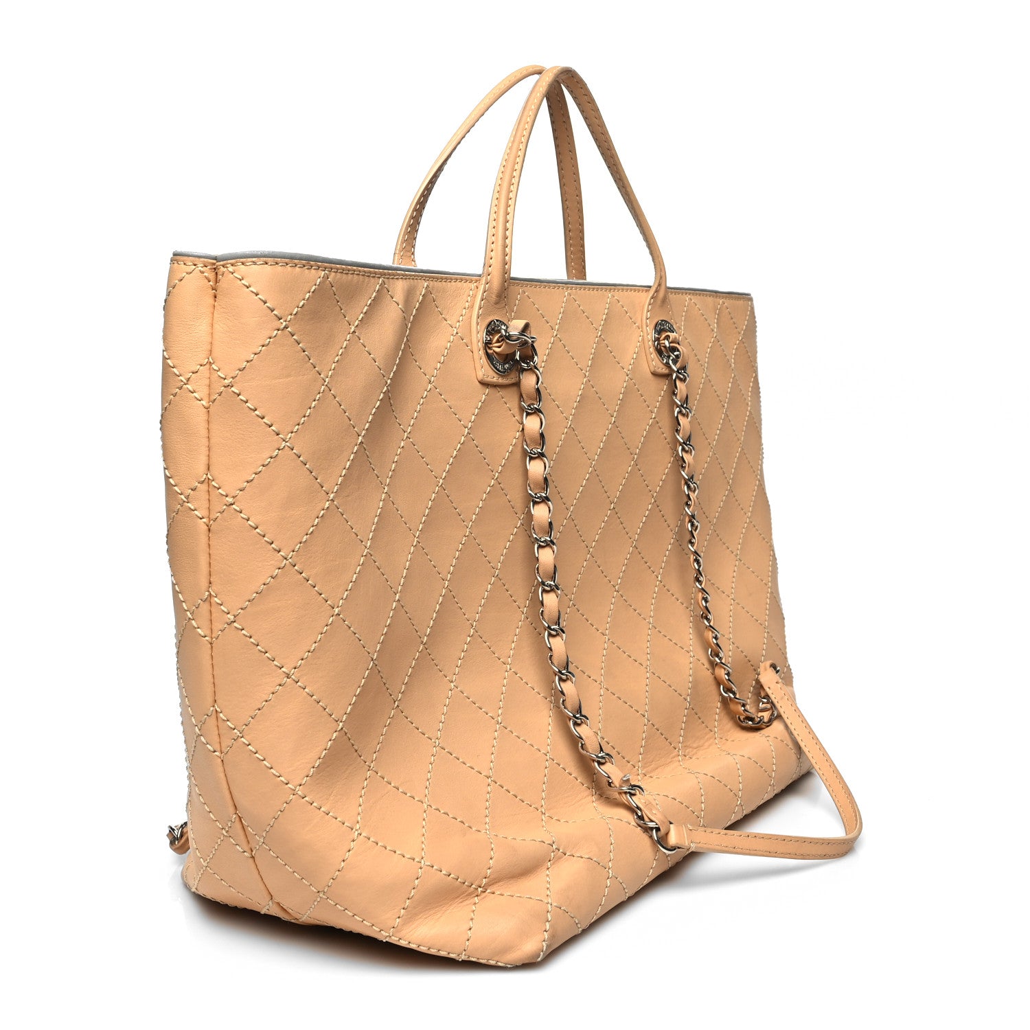 Chanel Calfskin Stitched Large Shopping Tote Beige 3 of 18