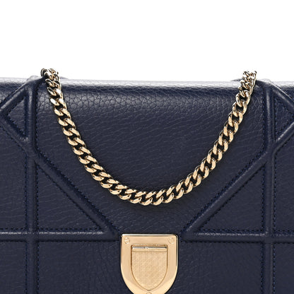 Christian Dior Grained Calfskin Diorama Wallet on Chain Pouch Blue 8 of 11