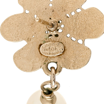 Chanel Pearl CC Camellia Dangle Earrings Gold 4 of 4