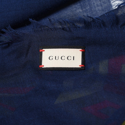 Gucci Wool Silk Jacquard GG Wallpaper Print Scarf Multi 6 of 6