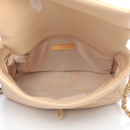 Chanel Shiny Goatskin Quilted Medium Chanel 19 Flap Beige 5 of 11