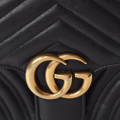 Gucci Calfskin Matelasse Small GG Marmont Shoulder Bag Black 10 of 16