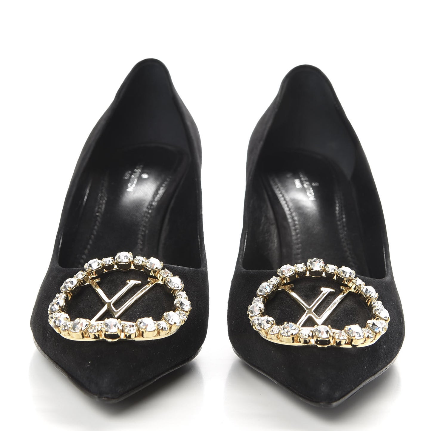 Suede Baby Goat Swarovski Crystal Madeleine Pumps 37.5 Black