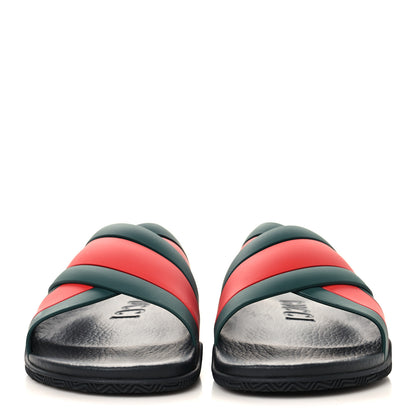 Gucci Rubber Web Womens Criss Cross Slide Sandals 42 Green Red 3 of 9