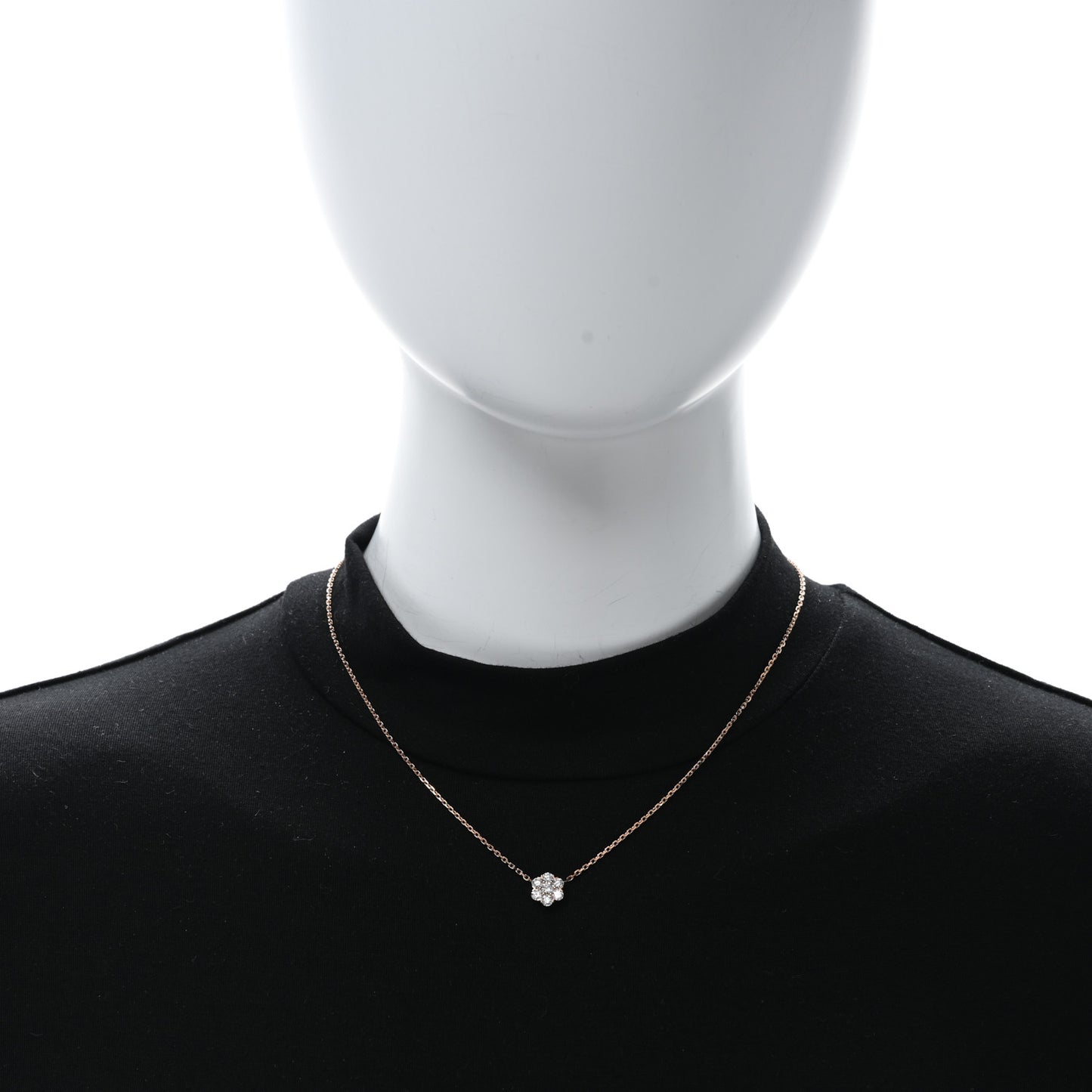 18K Rose Gold Diamond Fleurette Pendant Necklace