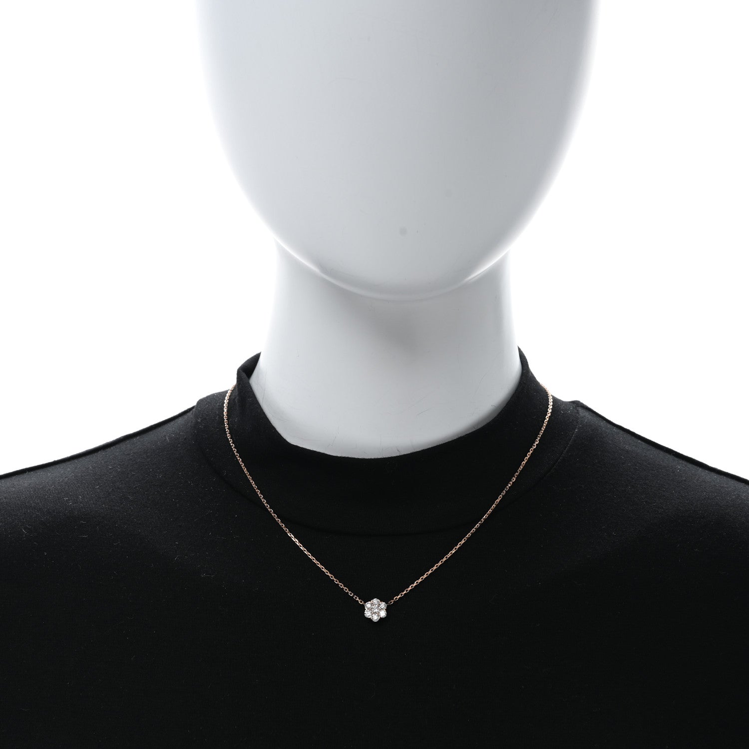 Van Cleef & Arpels 18K Rose Gold Diamond Fleurette Pendant Necklace 3 of 4
