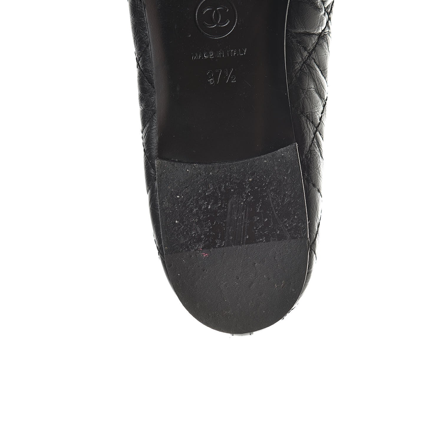 Chanel Aged Calfskin Quilted Cap Toe Ballerina Flats 37.5 Black 11 of 15