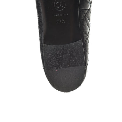 Chanel Aged Calfskin Quilted Cap Toe Ballerina Flats 37.5 Black 11 of 15