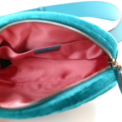 Gucci Velvet Matelasse Embroidered GG Marmont Belt Bag 85 34 Pavone Cyan 5 of 11