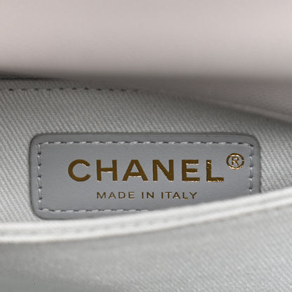 Chanel Caviar Quilted Mini Coco Handle Flap Light Grey 10 of 21
