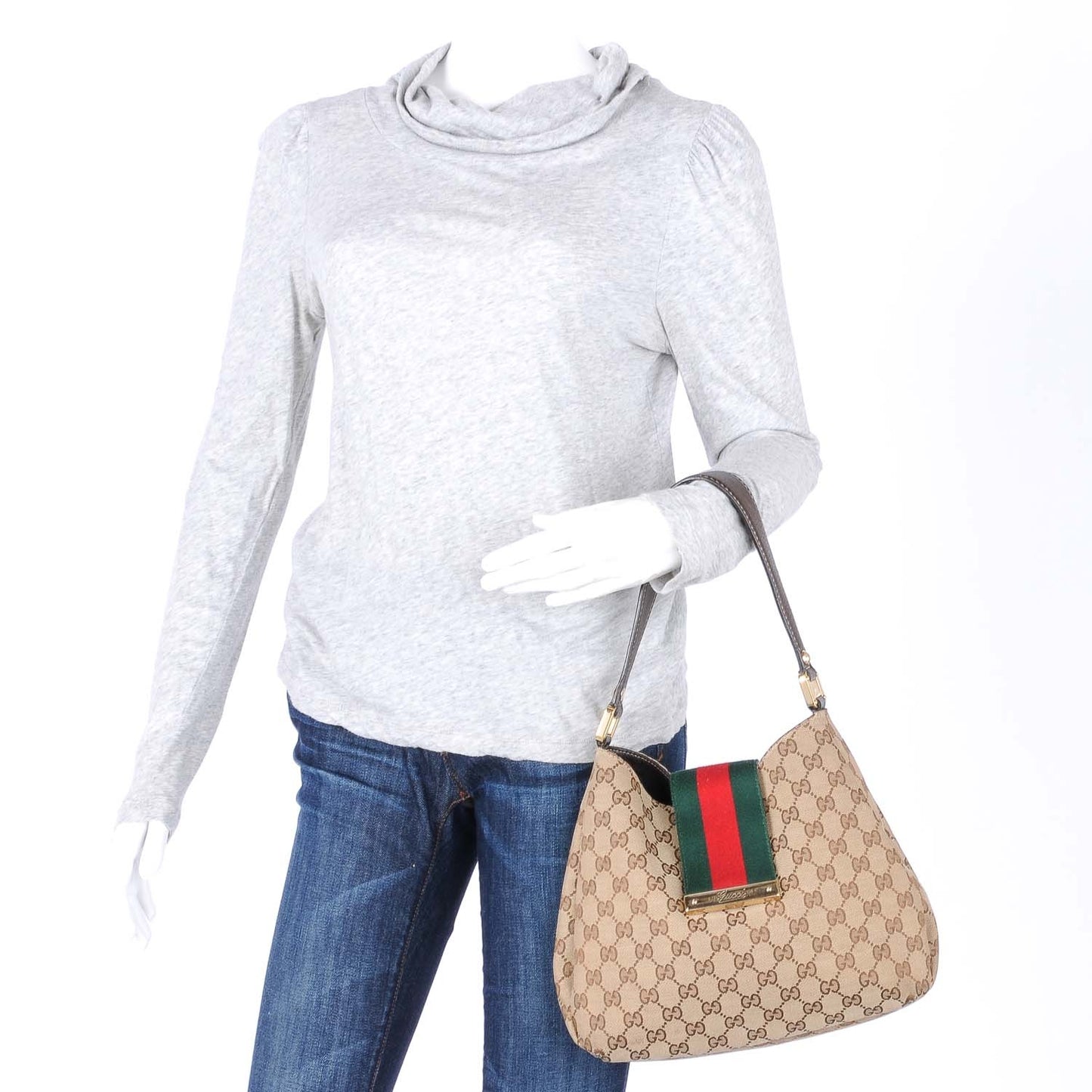 Monogram New Ladies Web Medium Hobo Ebony