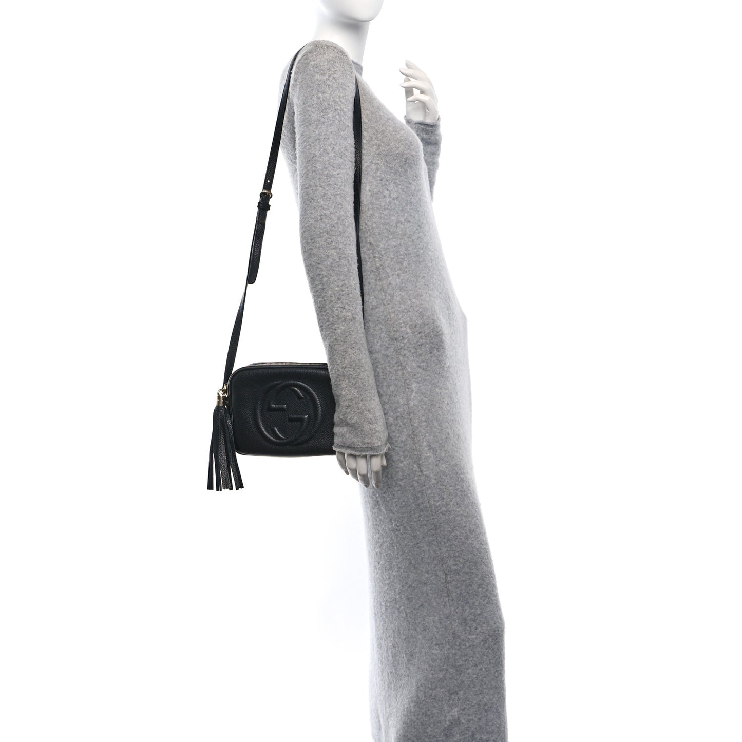 Pebbled Calfskin Small Soho Disco Bag Black