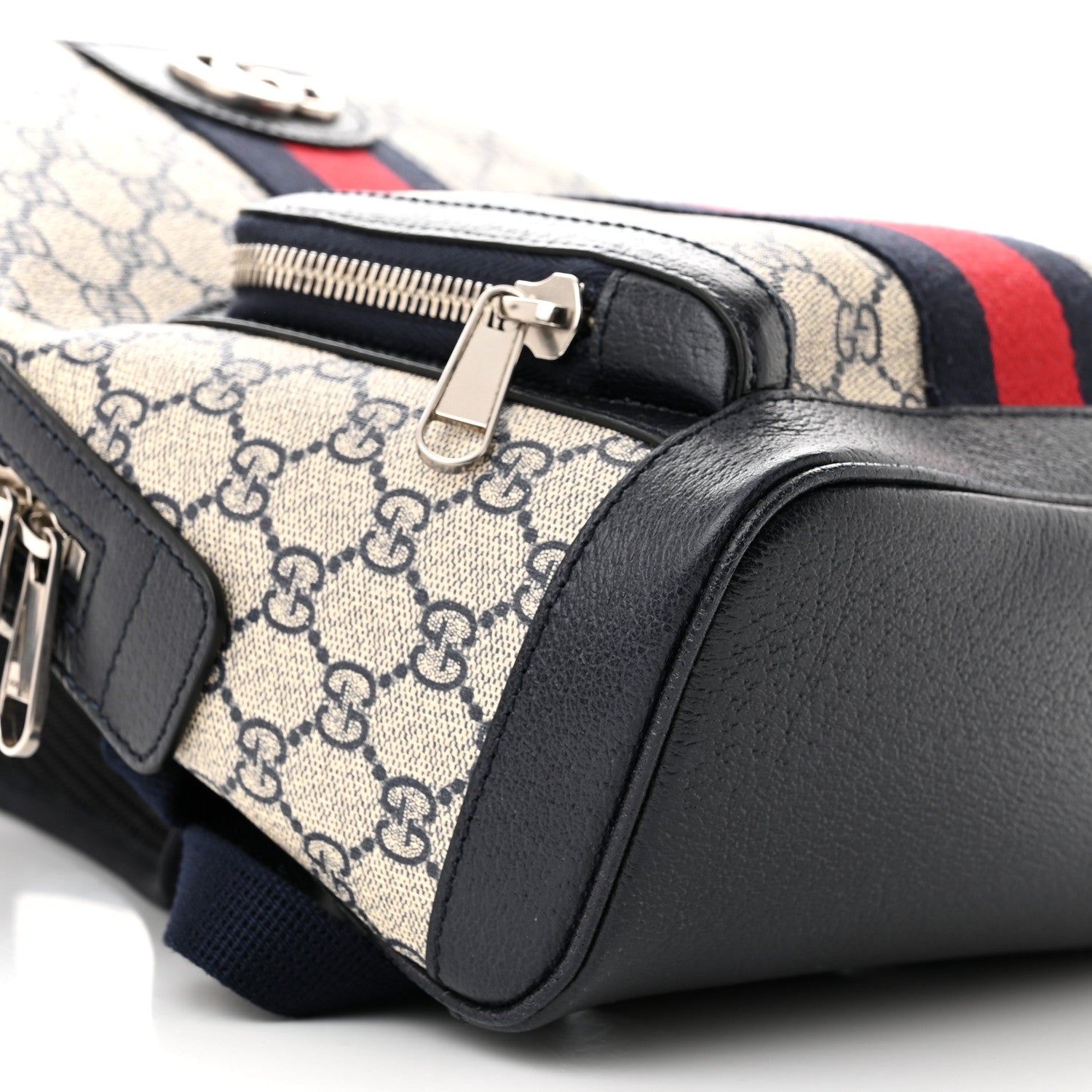 Gucci GG Supreme Monogram Textured Dollar Calfskin Web Small Ophidia Day Backpack Beige Blue Black 9 of 10