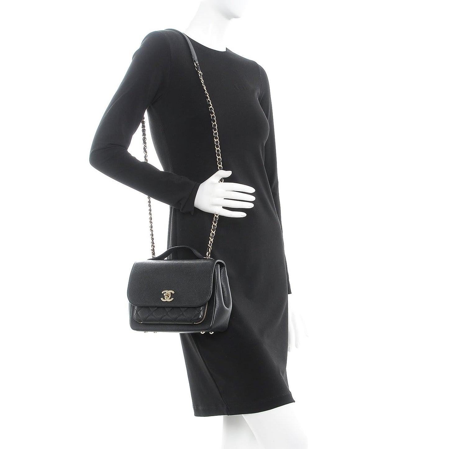 Caviar Quilted Small Business Affinity Flap Black