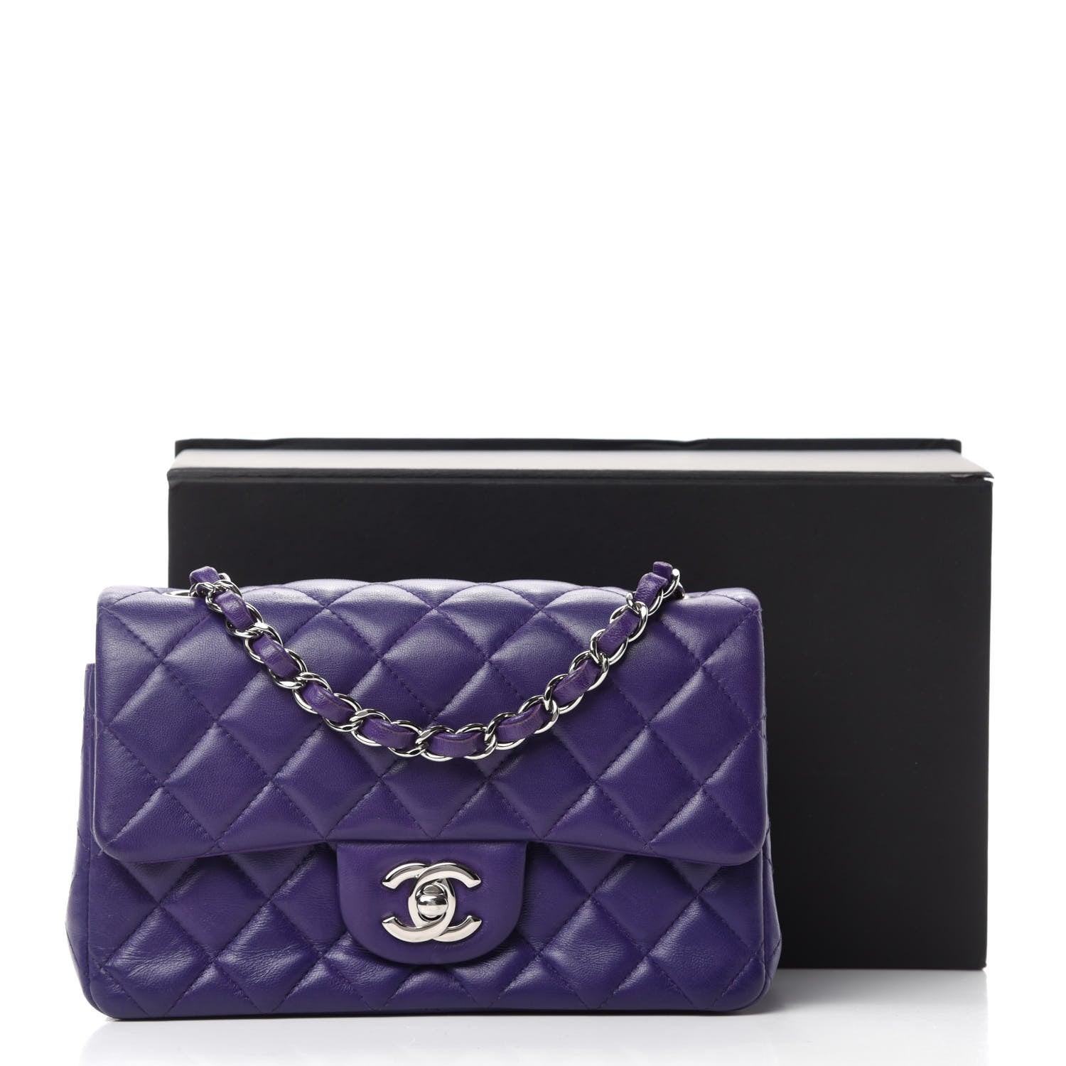 Chanel Lambskin Quilted Mini Rectangular Flap Purple 11 of 11