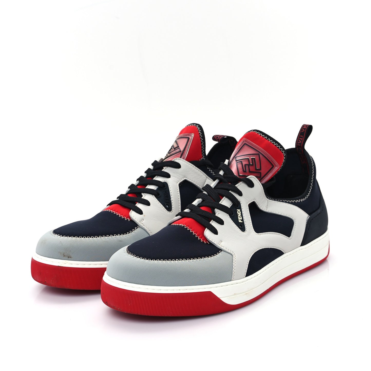 Vitello Nylon Mens Low Top Sneakers 8 Black Red Multicolor