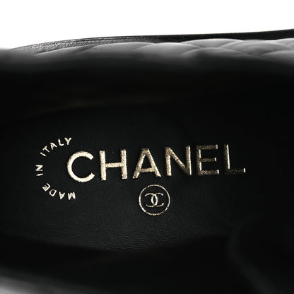 Chanel Shiny Lambskin Quilted Lace Up Combat Boots 38.5 Black 9 of 11