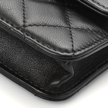 Chanel Lambskin Quilted Pearl Crush Clutch With Chain Black 9 of 10