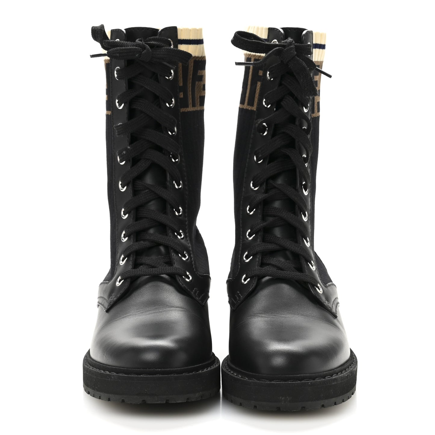 Calfskin Stretch Fabric Rockoko Biker Boots 36 Tobacco Black Marino
