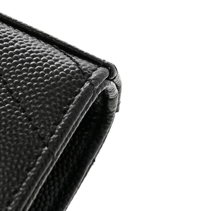 Saint Laurent Grain De Poudre Matelasse Chevron Monogram Chain Wallet Black 11 of 12